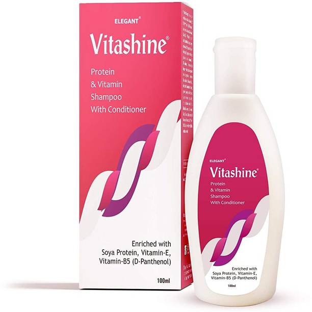ELEGANT Vitashine Protein & Multivitamin Shampoo 100ml | Pack of 1 | With Soya Protein and Vitamin B5, E, P, F | For All Hair Types | For Men and Woman