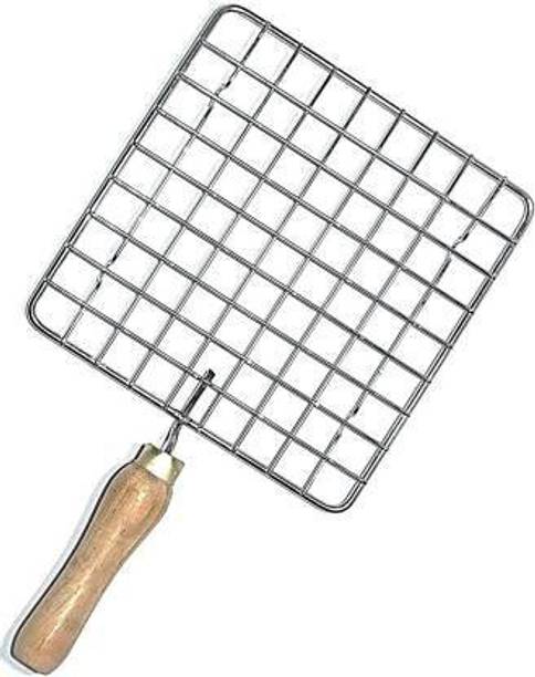 TRAPTI KITCHENWARE Barbeque Jali Roti Roast Grill Papad Roaster Chapati Toast Grill Wooden Handle 2 kg Roaster