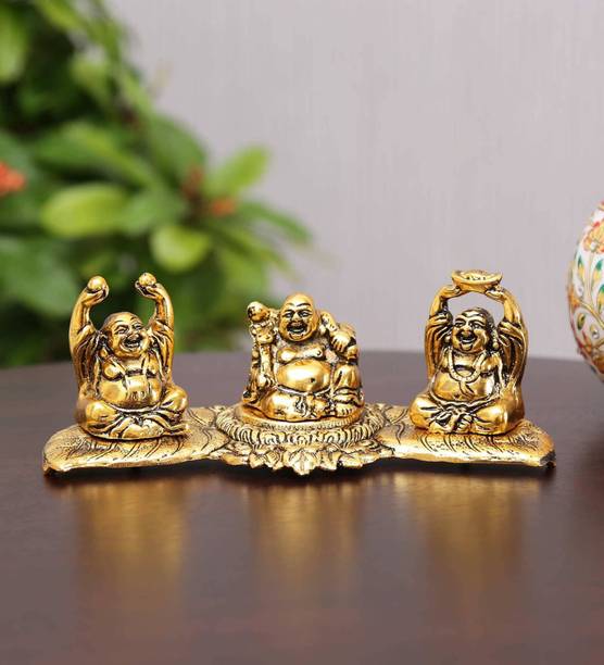 KridayKraft Laughing budha gold Decorative Showpiece  -  7 cm