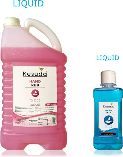KESUDA 5 Liter hand sanitizer with 80% alcohol and 250ml LIQUID flipflop cap(5L+250ml) Hand Rub Can