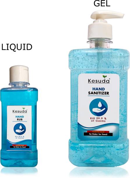 KESUDA 250ml  LIQUID Flip flop cap with 500ml GEL  Pump White (250ml+500ml) Hand Rub Bottle