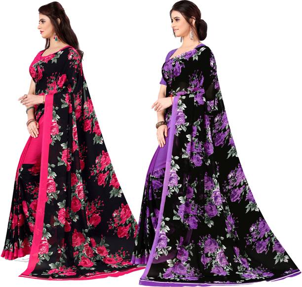 Anand Printed, Ombre, Floral Print Daily Wear Georgette Saree - Image 2