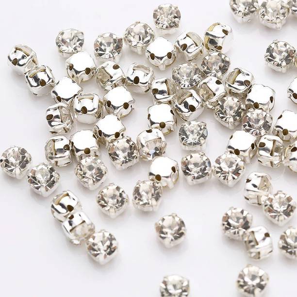 ITS ABOUT ME 4 mm Sliver Claw Sew On Rhinestones Clear Crystal Color Sliver Base Sewing Stone DIY Decoration Hand Embroidery Materials 144 Pieces