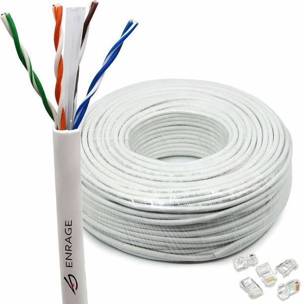 ENRAGE Ethernet Cable 100 m 100 Meter CAT6 Cable Ethernet Network LAN UTP Cable 100 Meter Bulk Bundle | CCA Copper Clad Aluminum - Grey