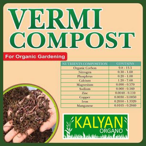 KALYAN ORGANO 100% Natural Enriched Vermicompost - Earthworm Soil Manure Manure, Fertilizer, Potting Mixture