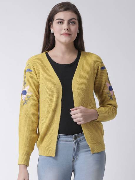 Women Printed Yellow Sweater