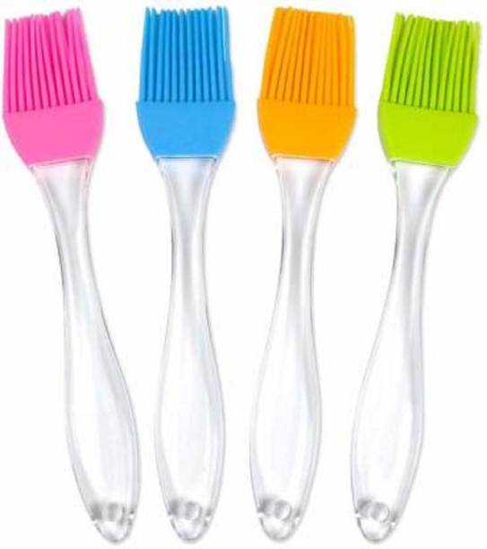 sherra Set of 4 Kitchen Silicon Flat Pastry Brush Multi Purpose Silicon Oil Cooking Brush for Grilling, Tandoor and BBQ Silicone Flat Pastry Brush