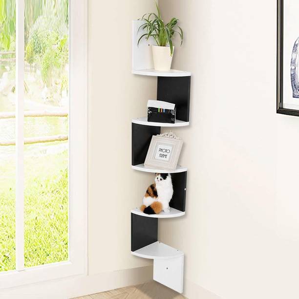 classiconline Wall Mount Corner 5 Tier Engineered Wood Display Unit