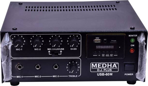 MEDHA D.J. PLUS Professional 60WATT Recording P.A. Amplifier 3 Microphones 1-Aux and 1-USB Input 60 W AV Power Amplifier