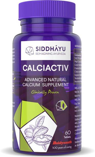 सिद्धयु कैल्सीएक्टिव | महिलाओं के लिए नैचुरल कैल्शियम सप्लीमेंट I 60 टैबलेट्स