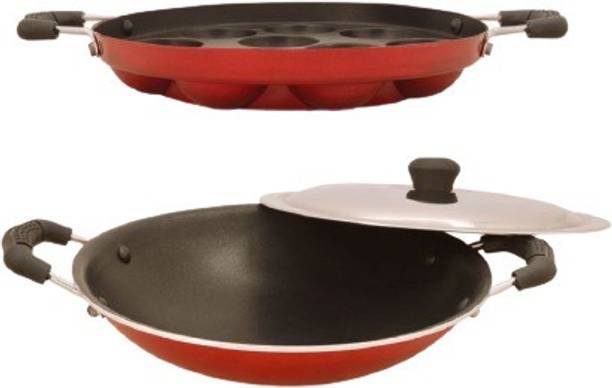 NAVRANG Cookware APPAKARA+APPACHETTY + LID 3Piece Cookware Set Non-Stick Coated Cookware Set