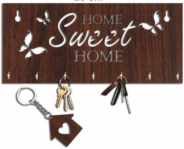 Arpita Crafts Butterfly Design Home Sweet Home Wood Key Holder