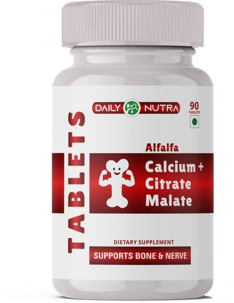 DAILY NUTRA Alfalfa Calcium Citrate Malate 1200mg with Vitamin D, K2, B12, Magnesium