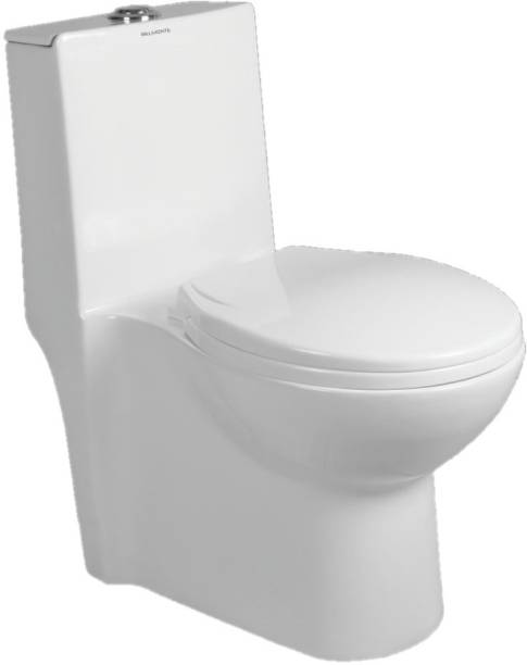BM BELMONTE Ceramic Floor Mounted Rimless One Piece Western Toilet / Commode / Water Closet / EWC Retro S Trap 230mm / 9 Inch with Syphonic Tornado Flushing Western Commode