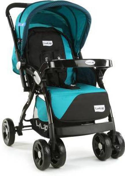 LuvLap Galaxy Stroller Pram Extra Large Seating Space Easy Fold for Newborn Baby/Kids, 0-3 Years (Green/Black) Stroller
