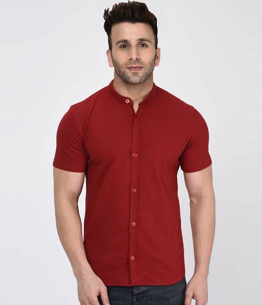 Tap in Men Solid Casual Maroon Shirt