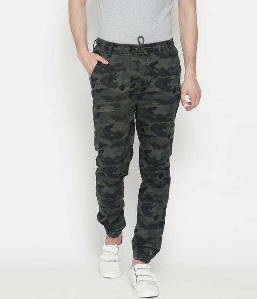 Men Slim Fit Dark Green Cotton Blend Trousers