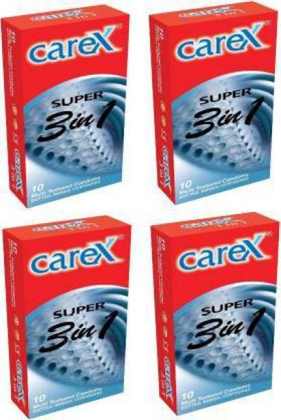 CAREX Super 3 in 1 Multi Textured Condom (Dotted, Ribbed, Contoured) Condom