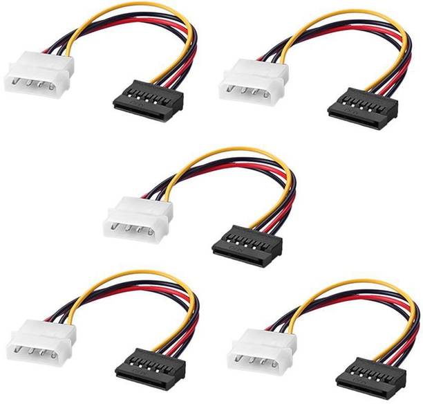 Wizzo Power Sharing Cable 0.05 m (Pack of 5 Pieces) 4 Pin Molex to SATA Power Cable Adapter for Internal Hard Disk Drive, HDD, SSD & DVD Writer