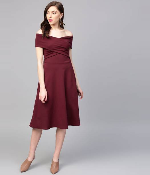 Women A-line Maroon Dress Price in India