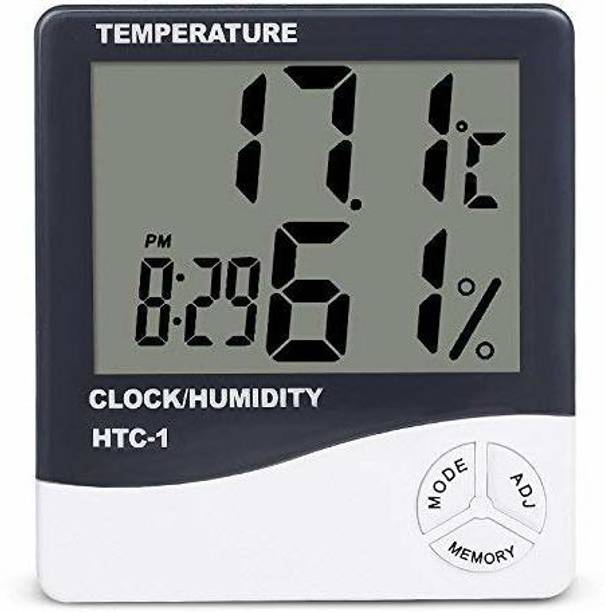 AWICLA Hygrometer Thermometer with Clock TEMP AND HUMIDITY METER All-in-One Digital Moisture Measurer