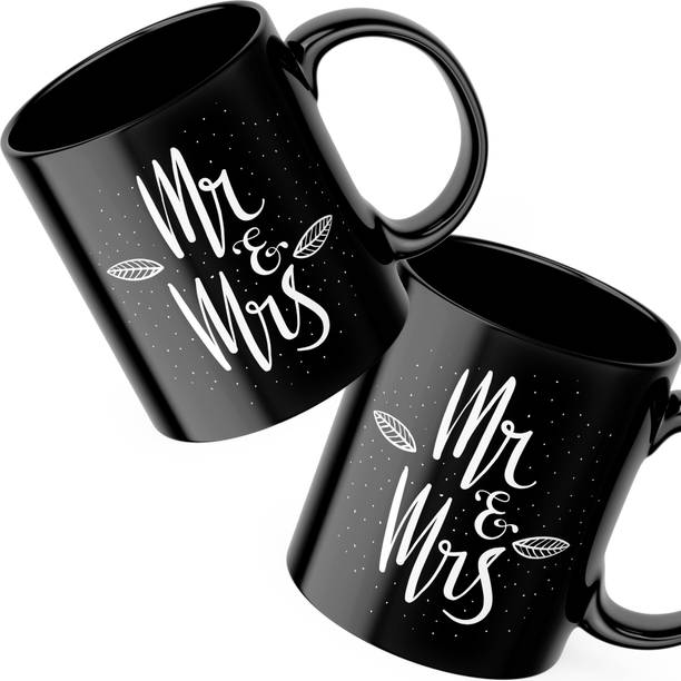 Poorak "Leafy Mr and Mrs" couple gifts for wedding and marriage anniversary Ceramic Coffee Mug