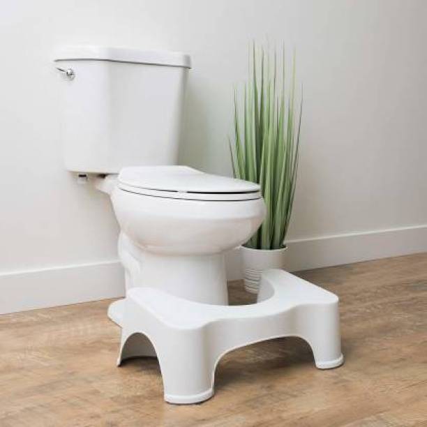 JIGSHTIAL Plastic Toilet Foot Supporter Stool for Western Toilet Scientific Angle Anti-Slip for Better Posture Bathroom Stool