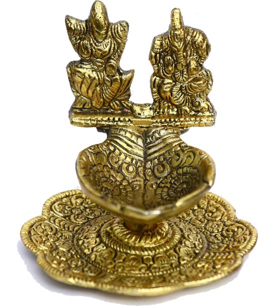 Chhariya Crafts Metal Laxmi Ganesh Diya For Home And Office Aluminium Table Diya