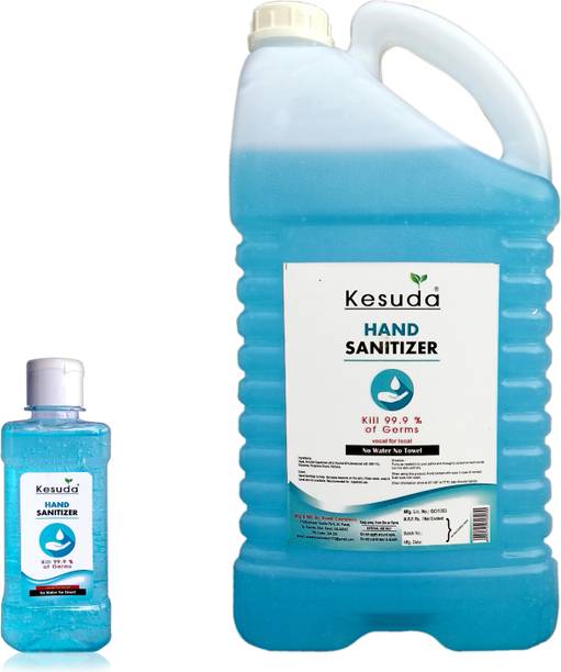 KESUDA 250ml hand sanitizer GEL with Flipflop cap and 5 liter hand sanitizer GEL (250ml+5L) Hand Sanitizer Bottle