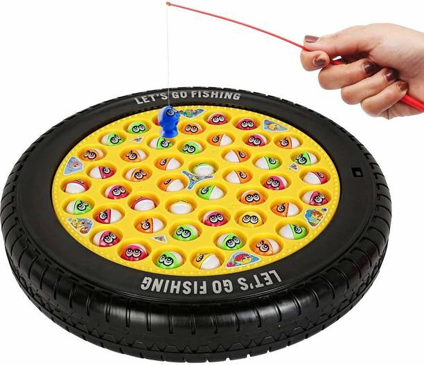 Webby Musical Tyre Fishing Game Toy with 45 Fishes Party & Fun Board Game