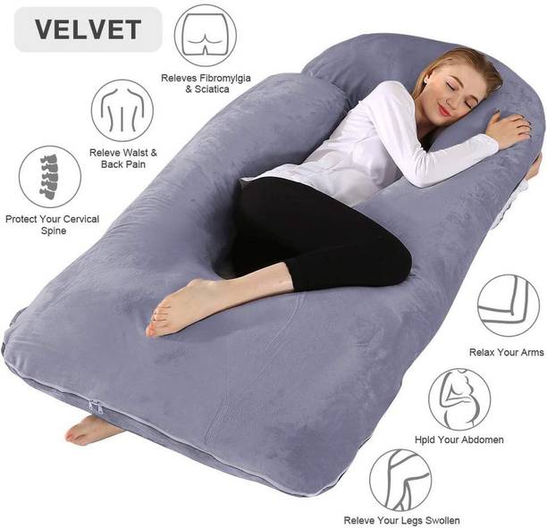 Angel Mommy J Shape Microfibre Solid Pregnancy Pillow Pack of 1