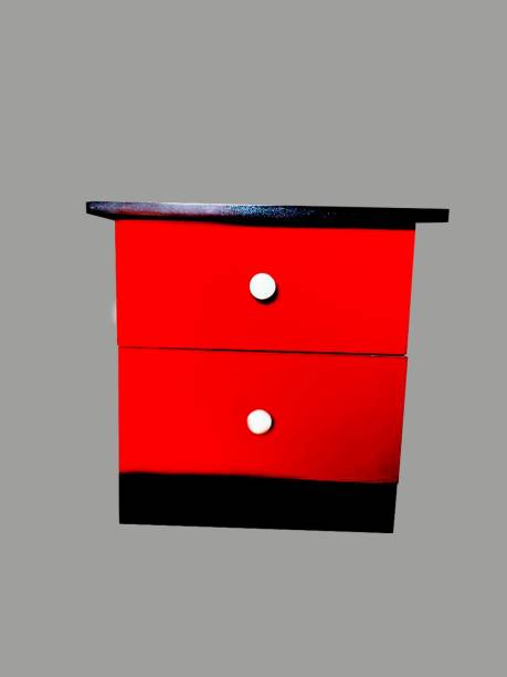 Allie Wood Engineered Wood Bed Side Table for living room |Color-Black and Red Engineered Wood Side Table