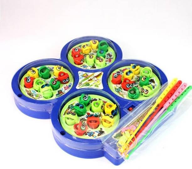 GoBaby Musical Fishing Game Toy Set with Rotating Board