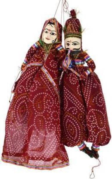 Akshit Enterprises Rajasthani Bazar Famous Handmade Puppets set of 2 Marionettes