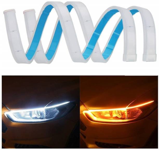 AuTO ADDiCT DRL 2Pcs 60Cm (24") Car Headlight Led Tube Strip, Flexible Daytime Running Silica Gel Strip Light Yellow,White Car Fancy Lights