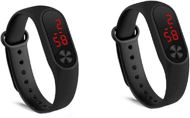 Digital Watch  - For Boys & Girls Digital LED Watch Band Black Dial Boy's & Girl's Watch (Pack of 2)