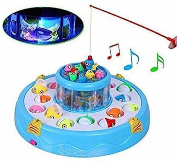SALEOFF Musical Fish Catching Game Big with 26 Fishes, 4 Pods & 3D Lights-446