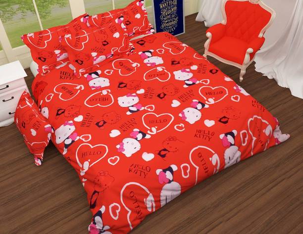 Decorum Microfiber Double Flat 204 TC Printed 1 Bedsheet with 2 Pillow Covers