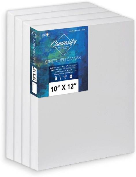 Canvasify Medium Grain Artist Stretched Canvas 10" x 12" Cotton Medium Grain Stretched Canvas Board (Set of 4)