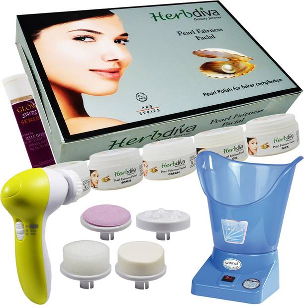 Herbdiva Pearl Facial Kit 270g, Face Massager With Respiratory Steamer, Pack of 3, (GC1351)