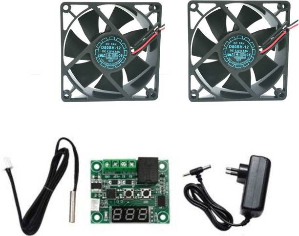 टेक्सुप्रेम Combo Of W1209 + 12v 2Amp Adapter + 2 Piece 3.5 inch fan For Diy Incubator Electronic Components W1209 thermostat टेम्परेचर सेंसर और कंट्रोलर इलेक्ट्रॉनिक हॉबी किट