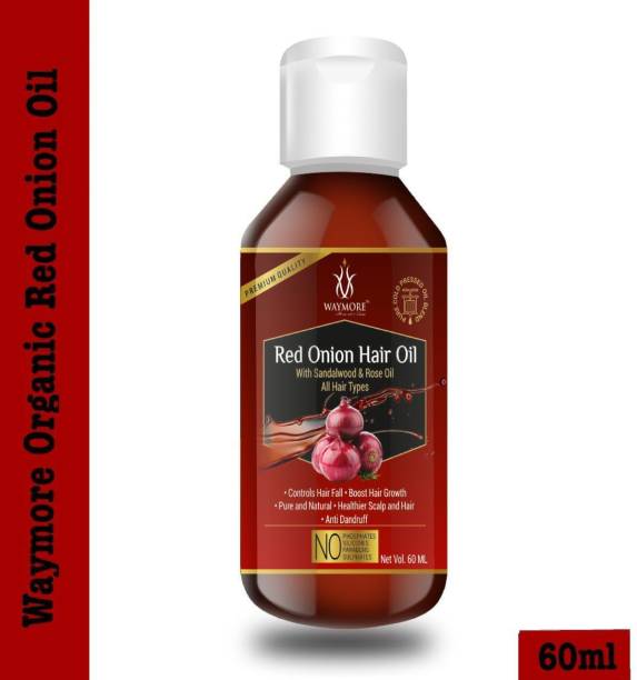 WAYMORE 100% Pure & Natural Cold Pressed Red Onion Oil with 13 Natural Essential Oils for Hair Growth, Hair Fall & Dandruff Control, Nourishing Scalp Treatment Hair Oil (60 ml Hair Oil) Hair Oil