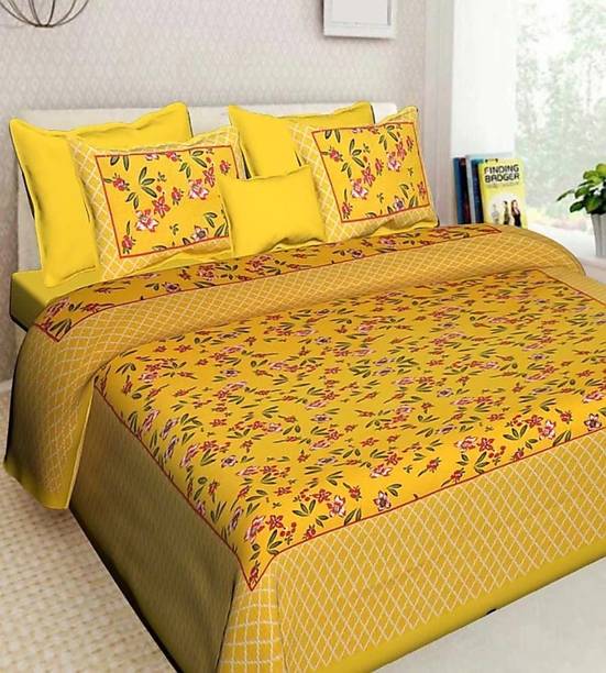 raww Cotton Double Flat 220 TC Floral 1 Bedsheet with 2 Pillow Covers