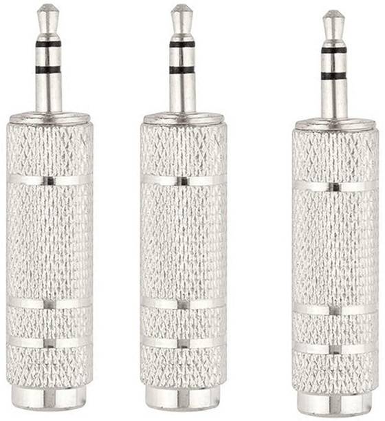 LipiWorld 3.5mm Stereo Male to 6.3mm Stereo Female Adapter Converter Plug Jack -Silver (Pack-3) 6.35mm to 3.5mm audio adapter is designed to connect your smartphones, tablets, iPod, MP3 or headphones with standard 3.5mm 1/8 inch to most pro audio and home audio equipment, such as amplifiers, mixing console, home theater devices, amplifiers or AV receivers.
