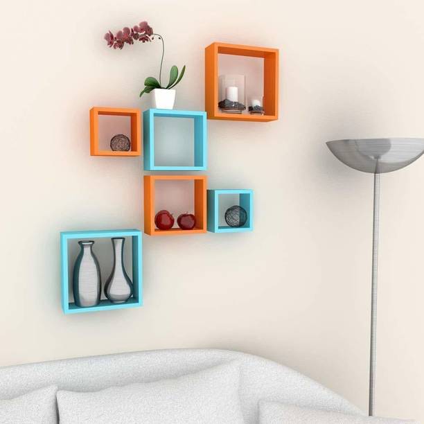 SIWOZ square Wall Shelf Beautiful Floating Wall Racks Shelves Living & Bed Room Decor MDF (Medium Density Fiber) Wall Shelf