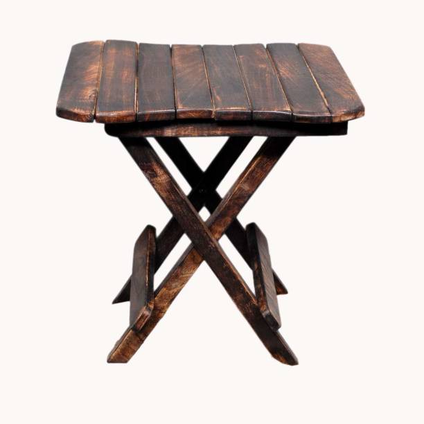 Naaz Wooden Handicrafts Folding Stool for Living Room Side Table 12 Inch.(Brown) Engineered Wood Corner Table