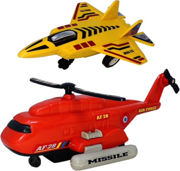 Giftary Pack Of 2 Small Size Made From Plastic Automobile Mini Fighter Jet Toy and Mini Passenger Jet Toy For ChildrenPlaying Toys For Boys(2 Combo Offer)