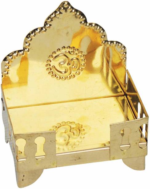 salvusappsolutions Brass Golden Sinhasan Singhasan for God Idol (Yellow_5.4 Inch) Metal Home Temple