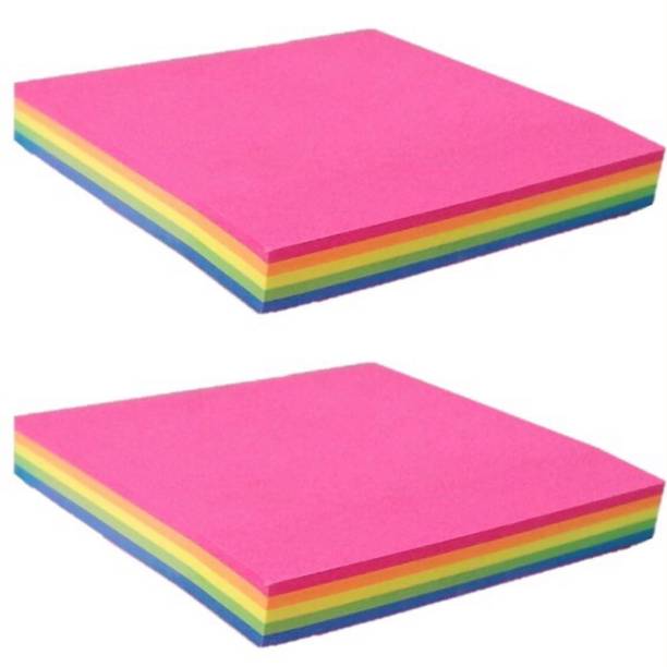 Oddy Multicolour Sticky Notes Vibrant Colours 160 Pads 80 Sheets Neon Sticky Notes 3"X3" (Pack of 2), 4 Colors