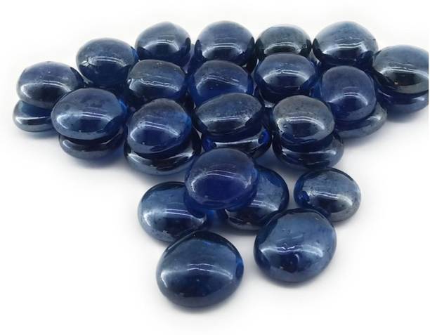 ERCOLE Glossy Shiny Round Glass Pebbles For Fish Tank Aquarium Garden Home Outdoor Decoration (Dark Blue, 1 Kg) Polished, Carved, Regular Round Fire Glass Pebbles